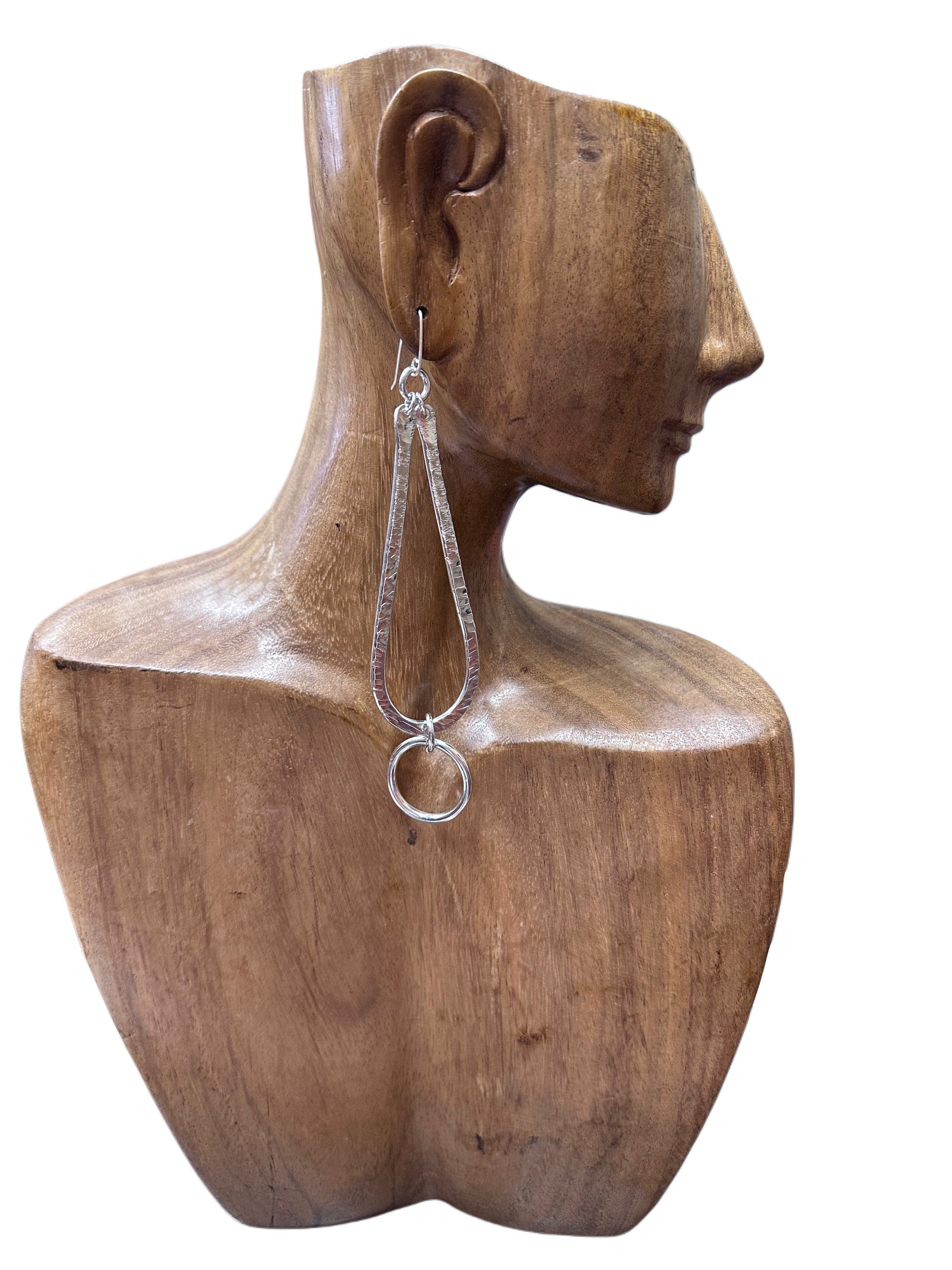 Handmade U-Shaped Earrings with Ring