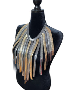 Large Statement Waterfall Necklace Gold/Silver