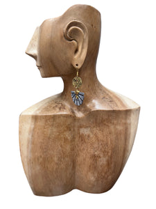 Carved Bone & Brass Earrings