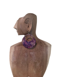 Large Round Braided Cutout Leather Earrings