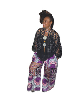 Cage Palazzo Purple Print