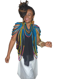 Kente' Body Adornment 2-Piece Set Bright Blue & Yellow