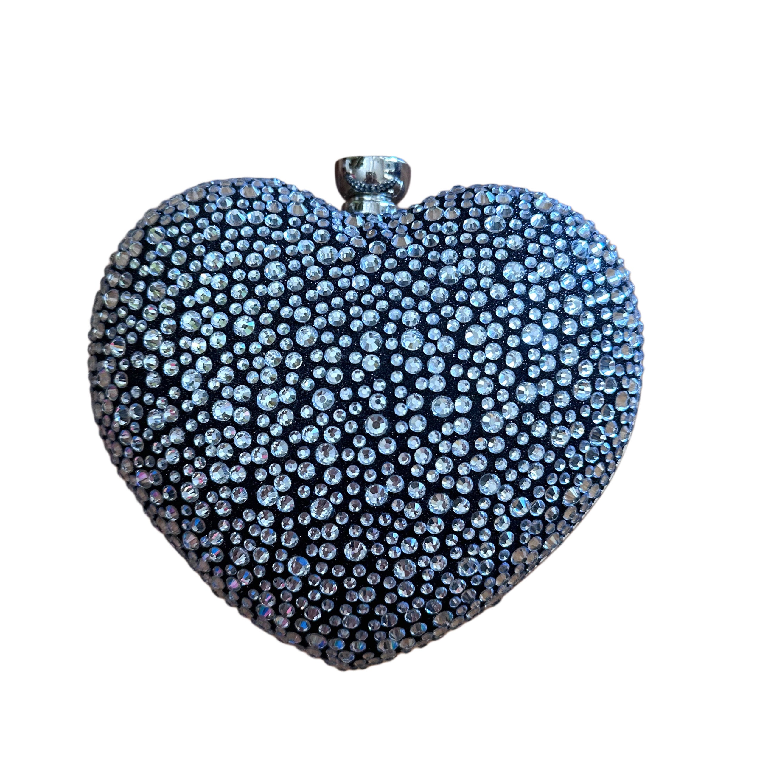Black & Silver Bling Heart Clutch