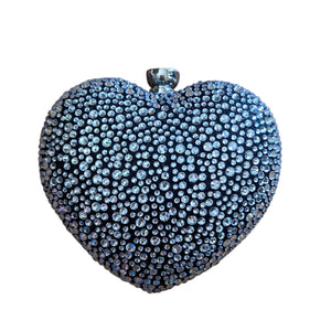 Black & Silver Bling Heart Clutch