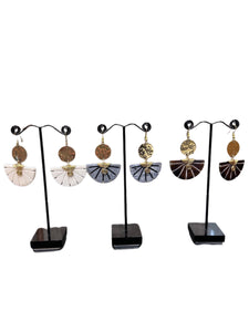 Carved Bone & Brass Earrings