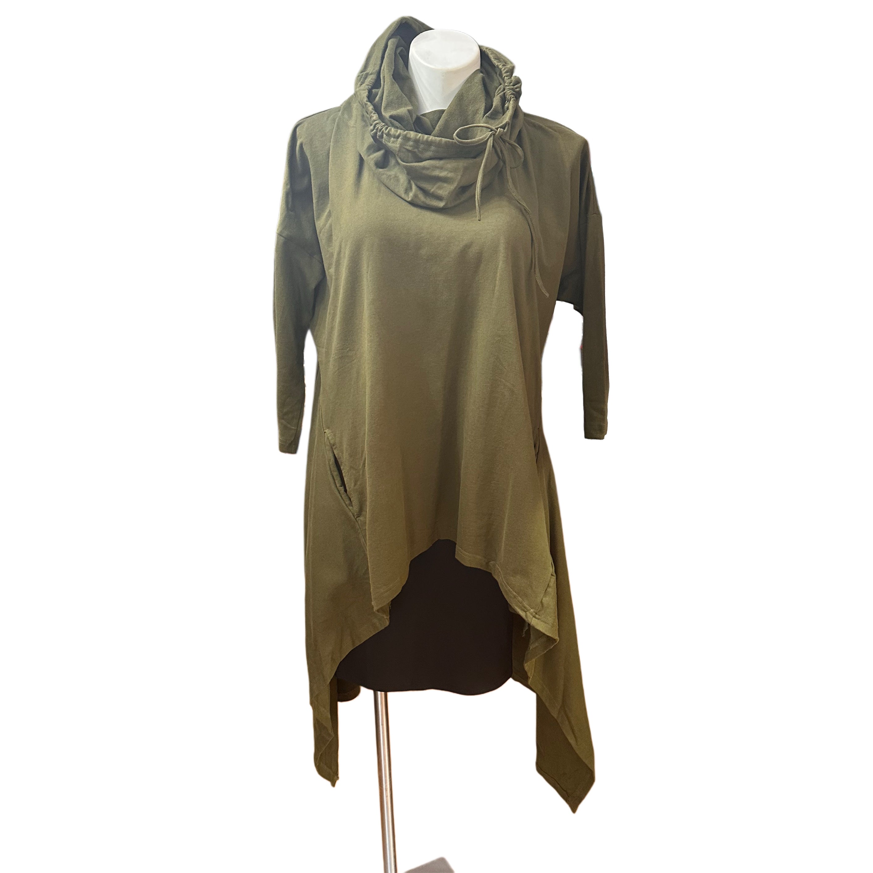 Removable Collar Tunic Top Olive