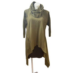Removable Collar Tunic Top Olive