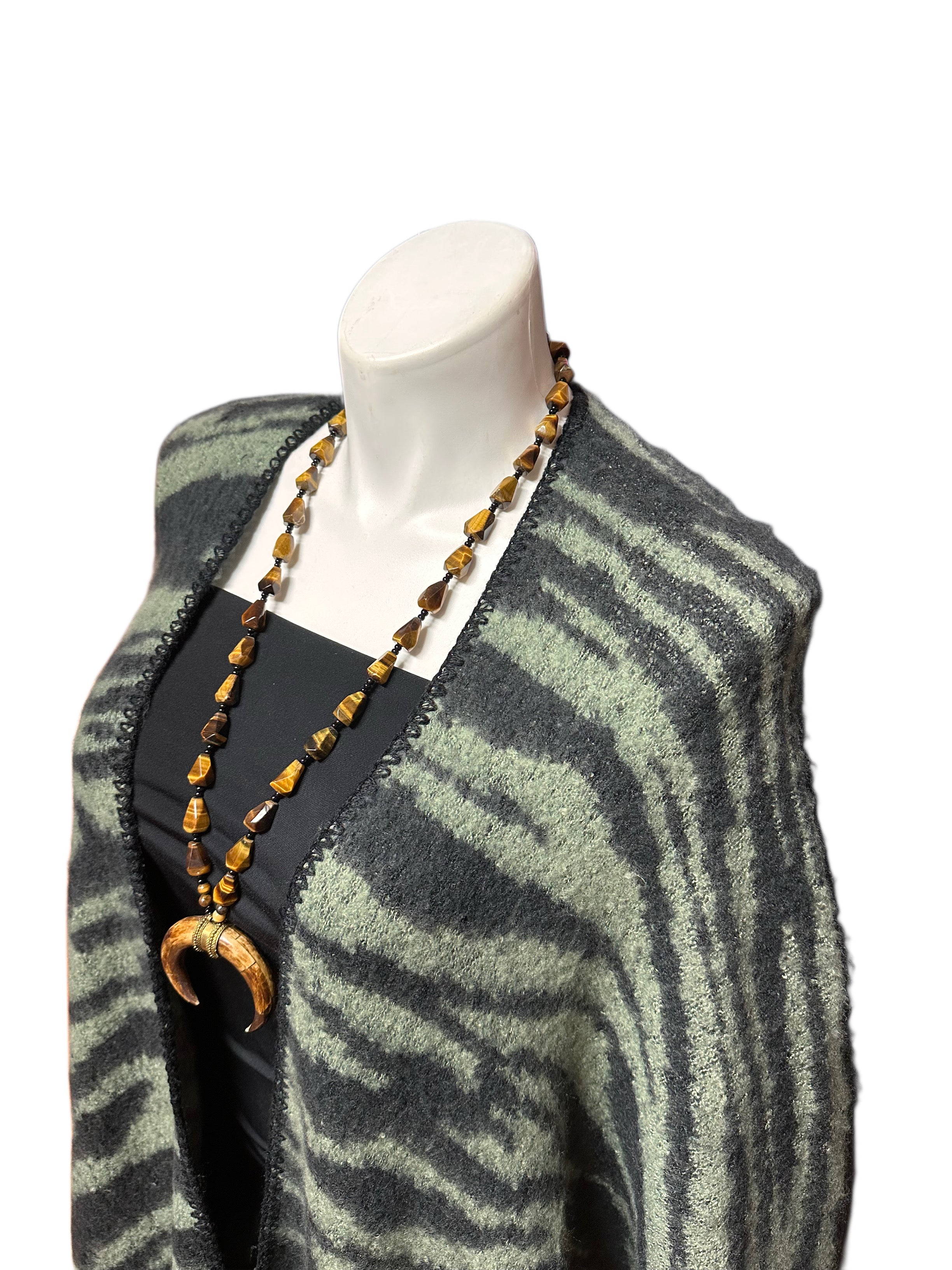 Cozy Animal Print Shawl Cardigan Green