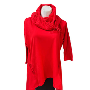 Removable Collar Tunic Top Red