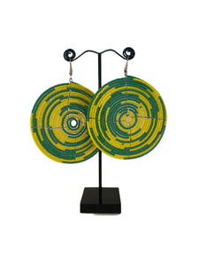 Handmade Beaded Circle Earrings Yellow/Green