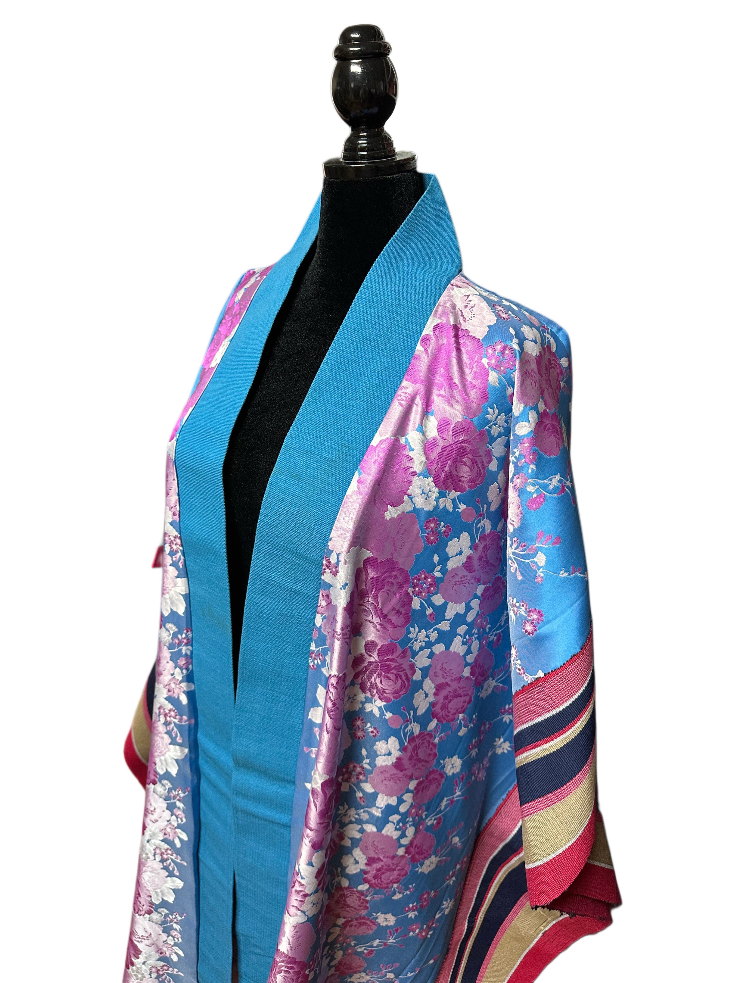 Blue  Adire’ Aso Oke Long Kimono