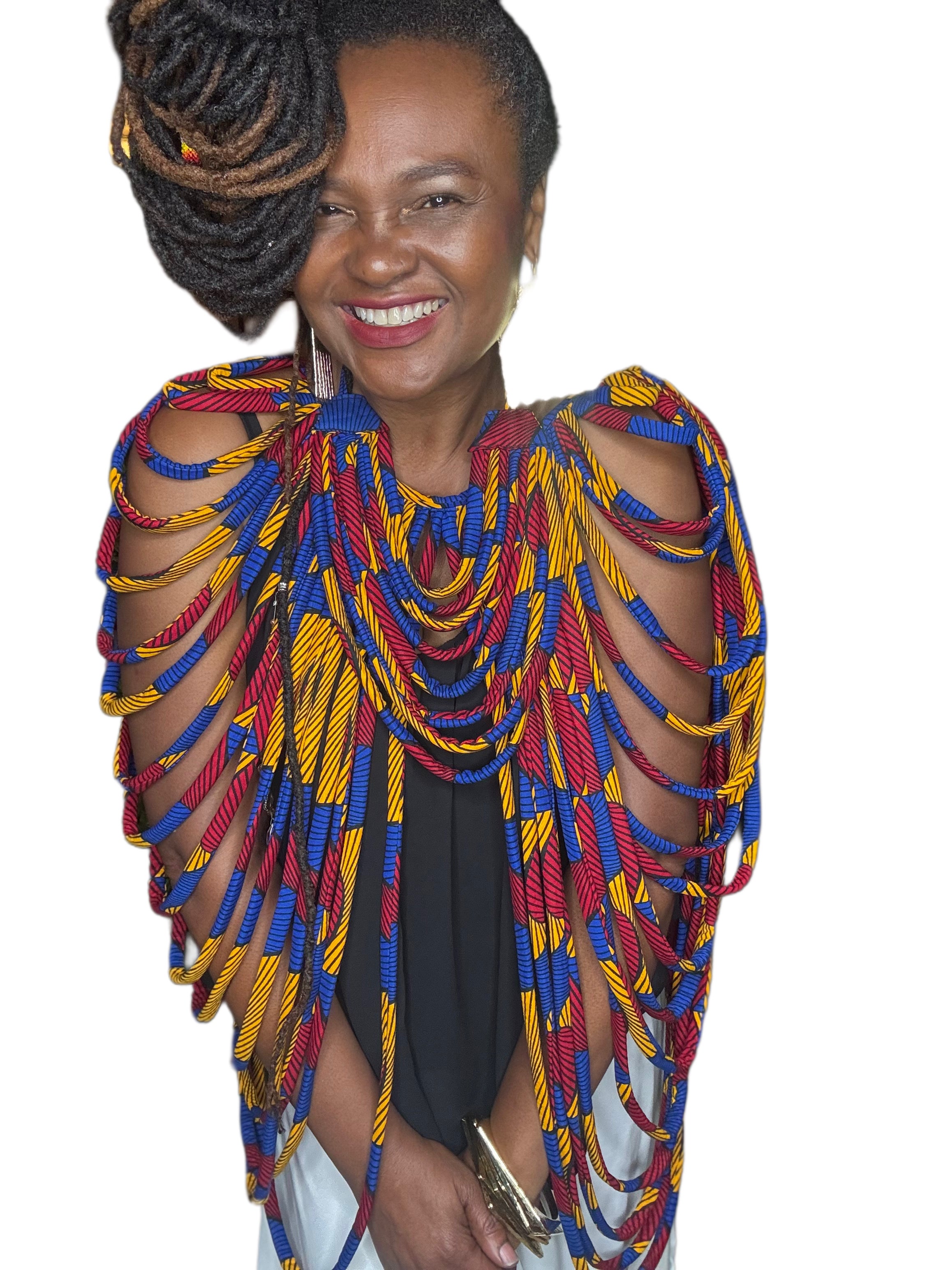 Kente' Body Adornment 2-Piece Set Red & Blue
