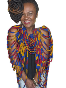 Kente' Body Adornment 2-Piece Set Red & Blue