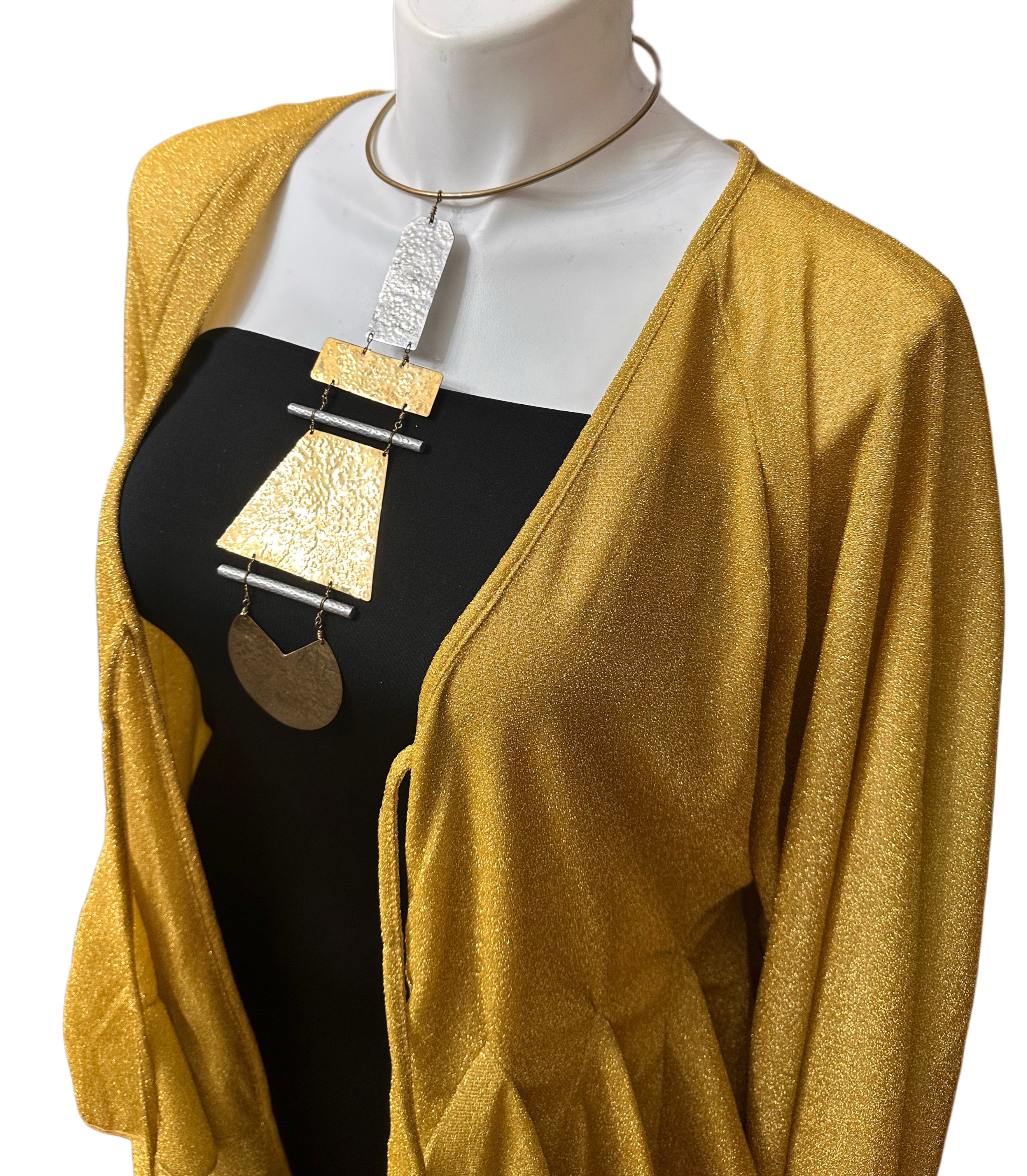 Sparkly Ruffle Tiered Duster Gold
