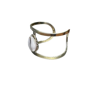 Single Cowrie Handmade Brass Cuff Bracelet