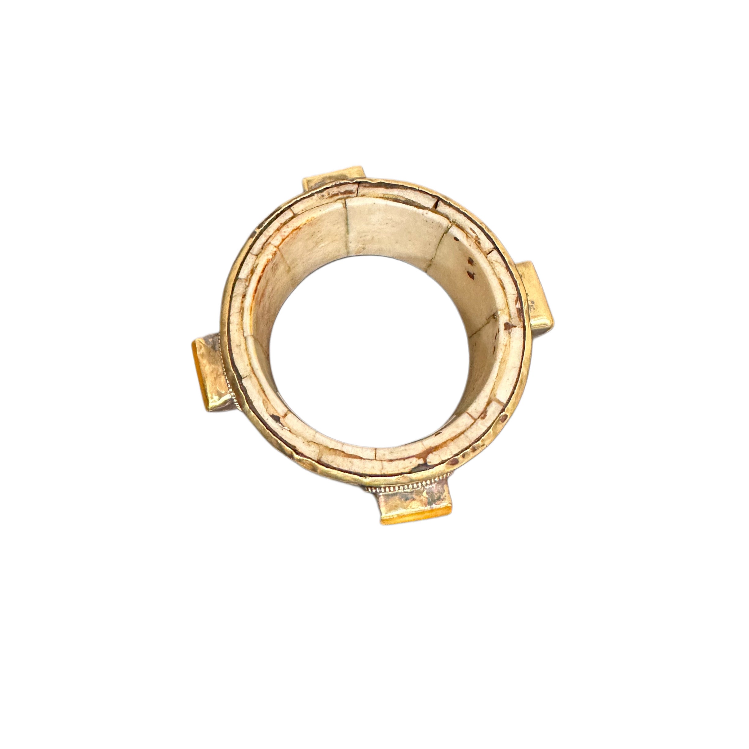 Large Handmade Brass & Amber Bracelet