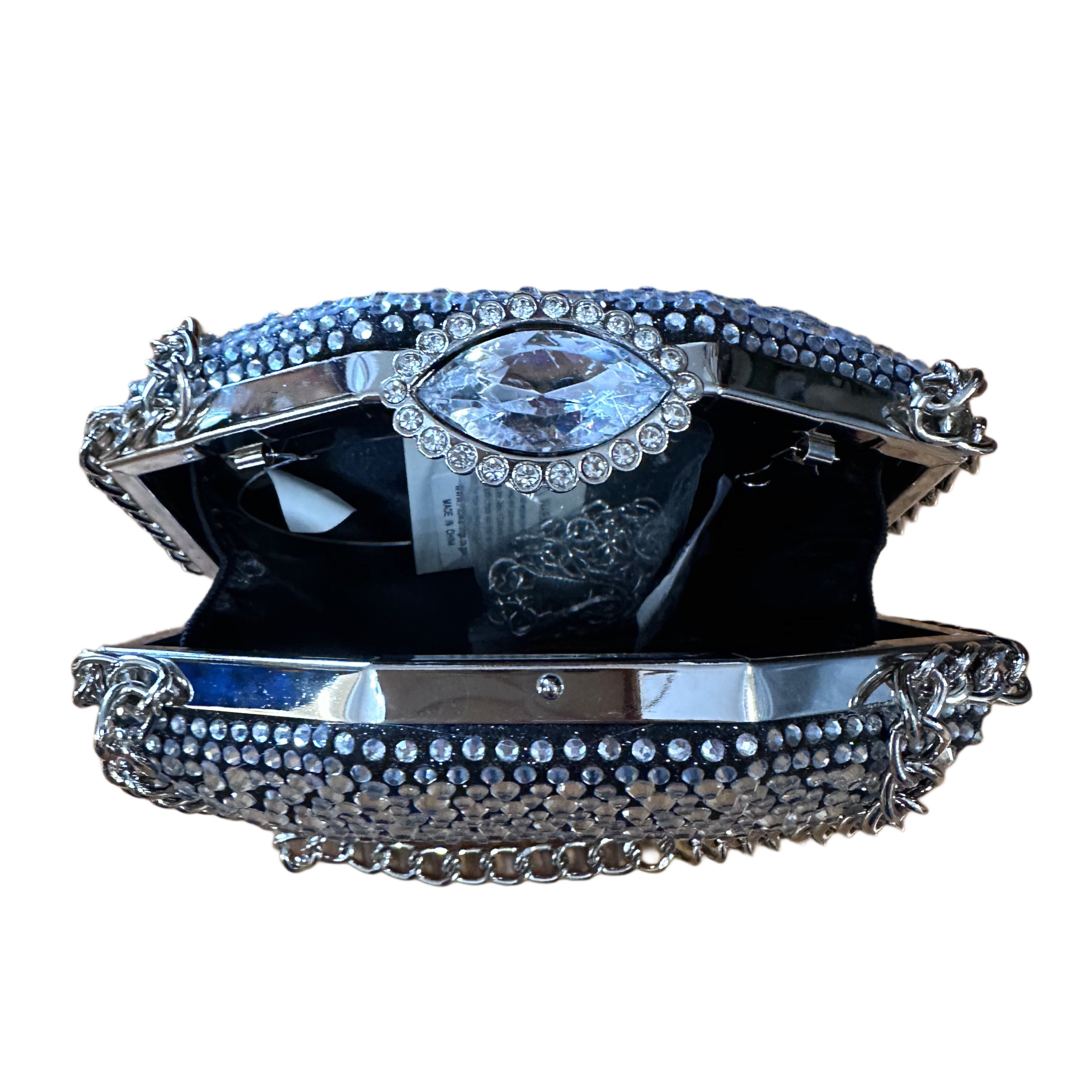 Bling rhinestone Box Clutch Black & Silver