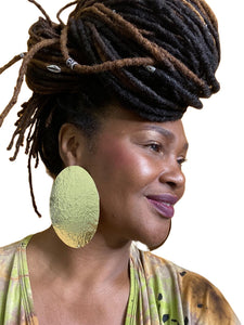 Oval Post Earrings Gold or Silver Metal