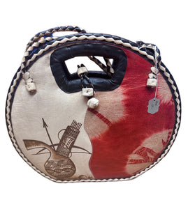 Handmade Round Bag with Painted Details