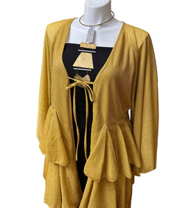 Sparkly Ruffle Tiered Duster Gold
