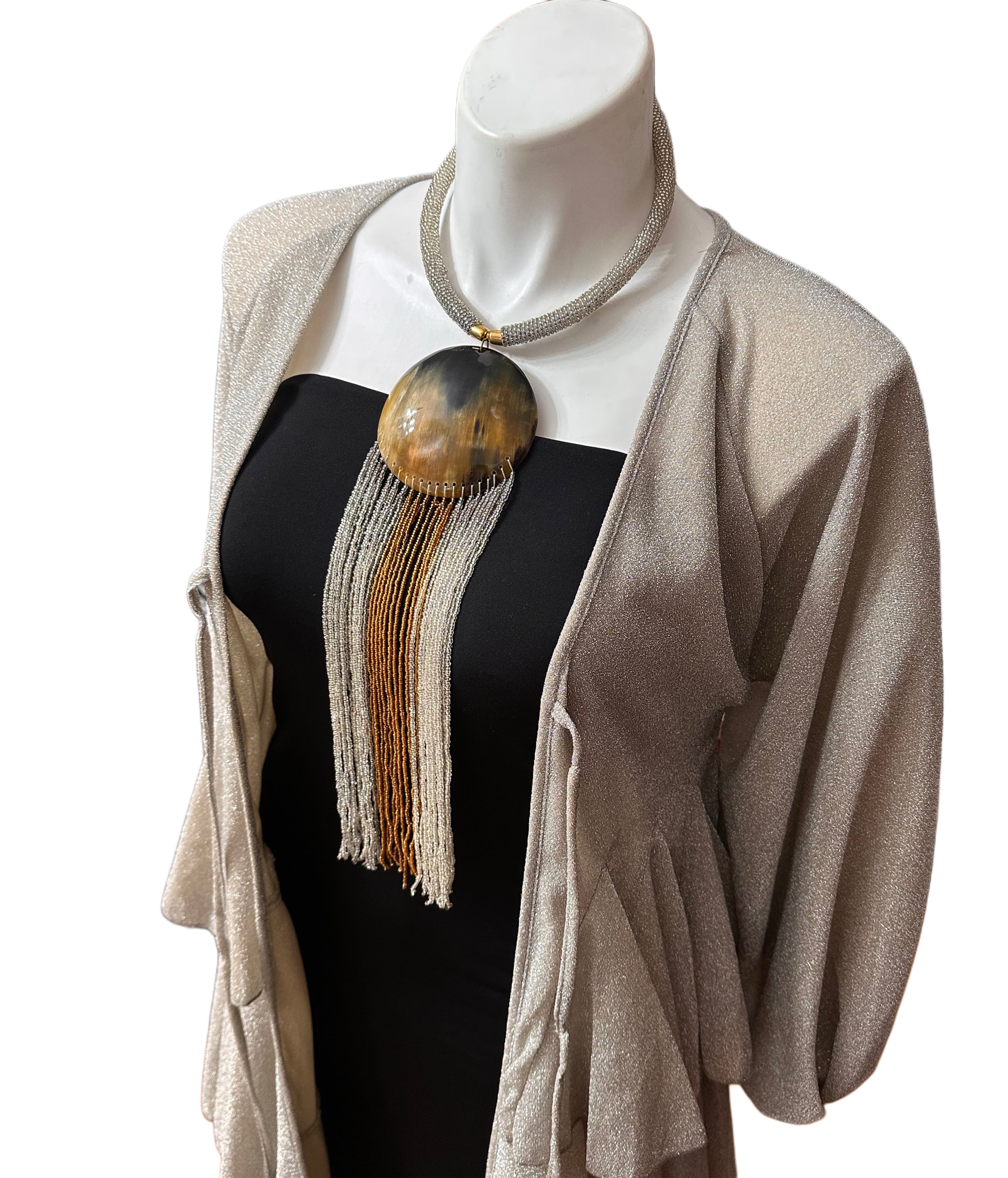 Sparkly Ruffle Tiered Duster Silver