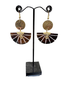 Carved Bone & Brass Earrings