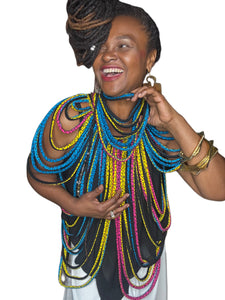 Kente' Body Adornment 2-Piece Set Bright Blue & Yellow