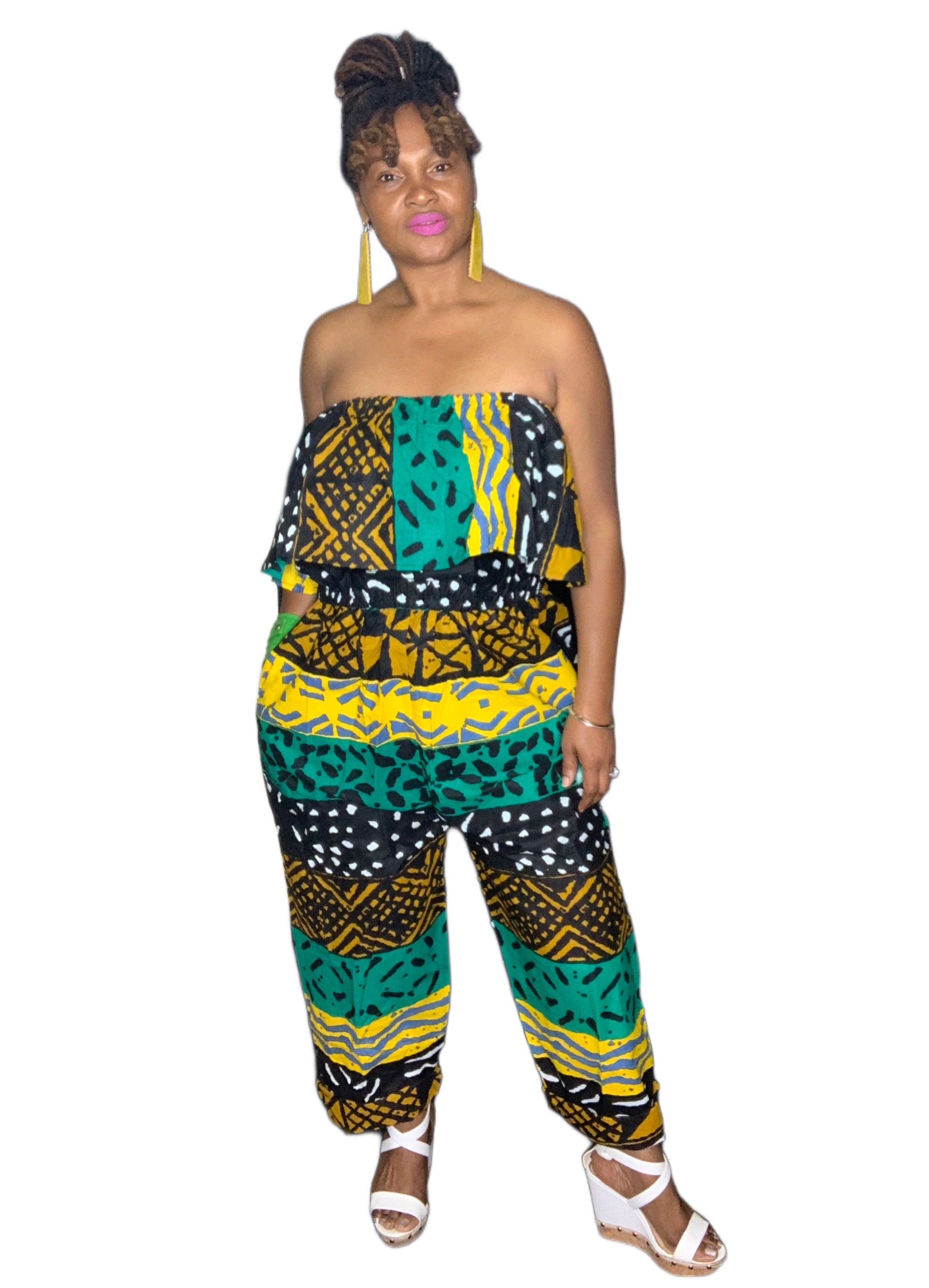 Ankara Print Ruffle Top Jumpsuit