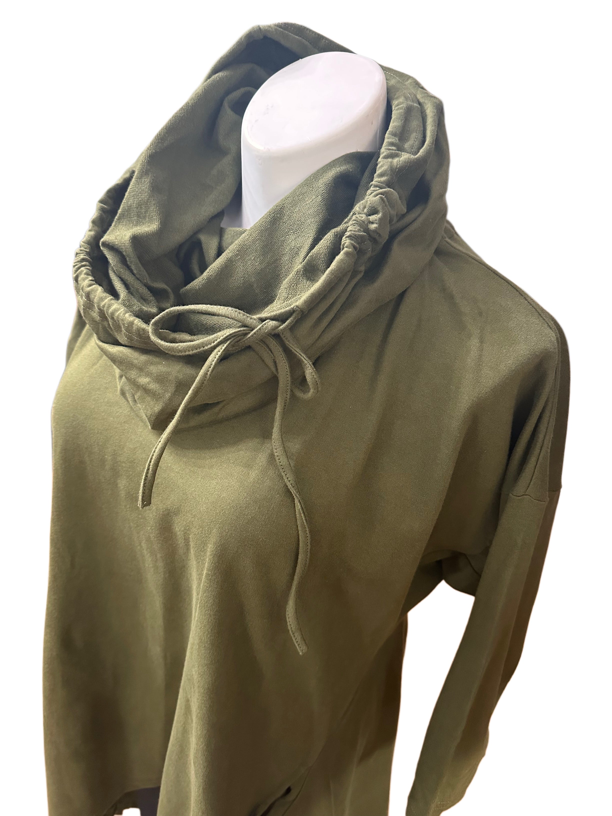Removable Collar Tunic Top Olive