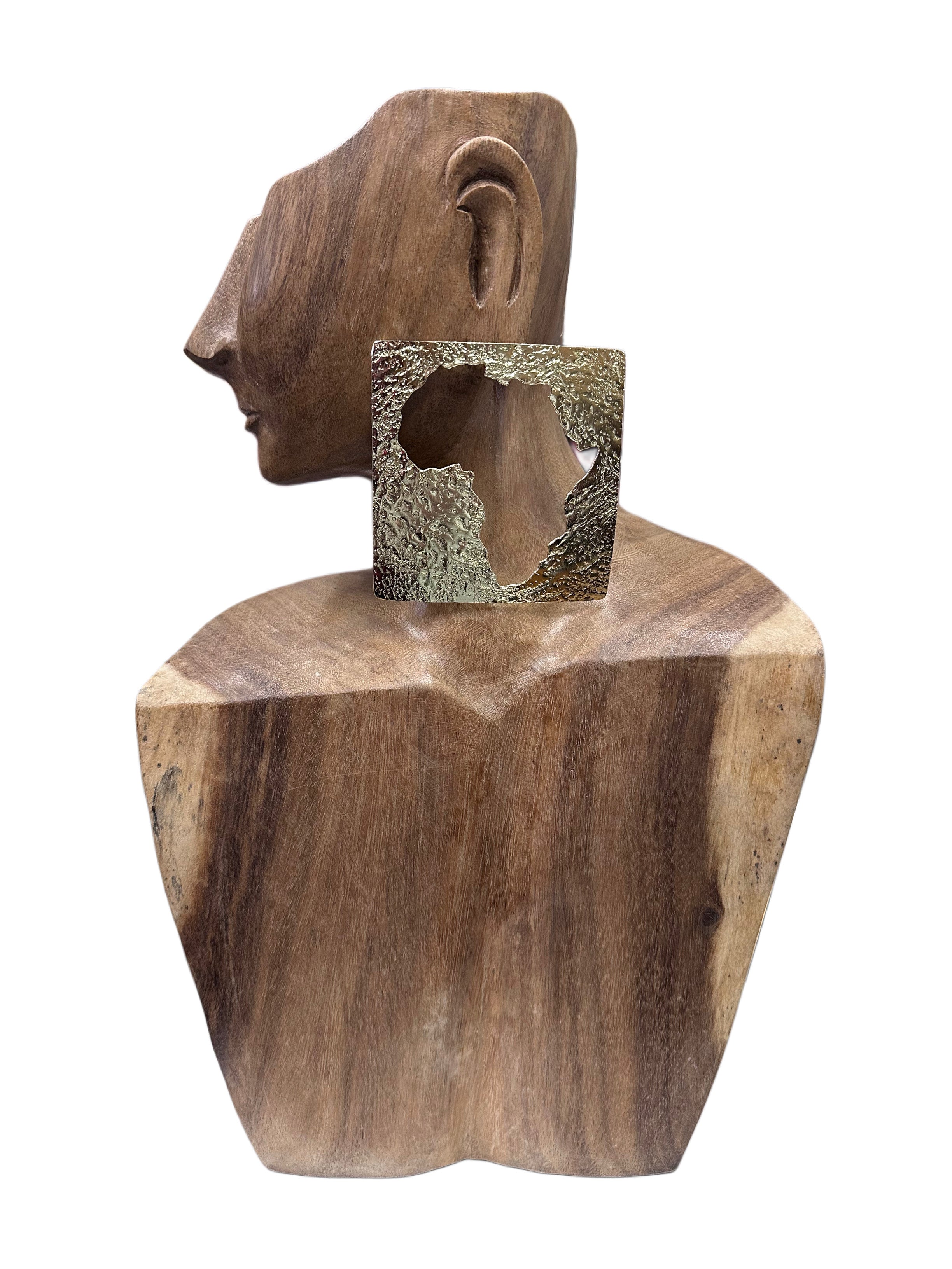 Large Square Africa Cut Out Post Earrings