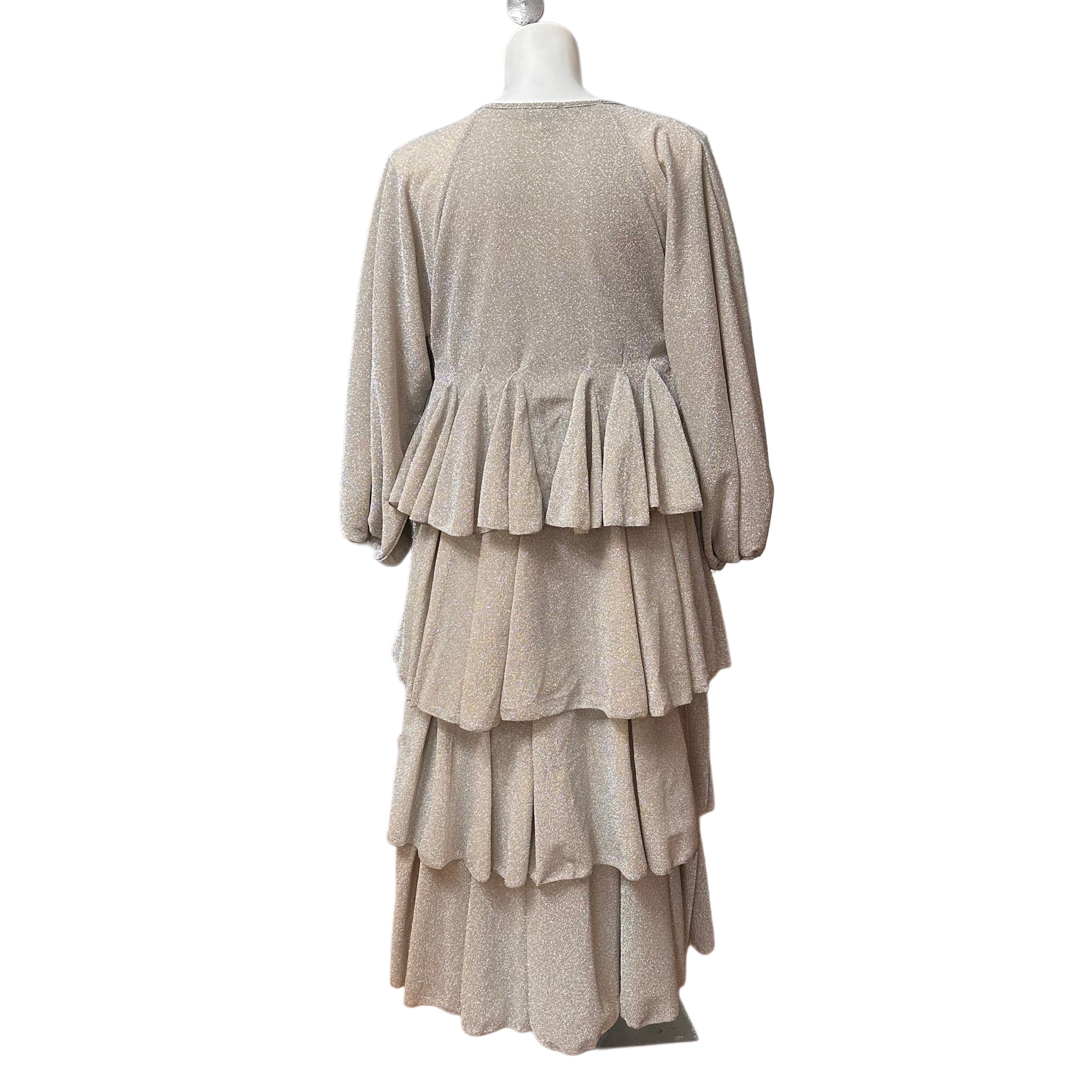 Sparkly Ruffle Tiered Duster Silver