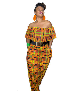 Ankara Print Ruffle Top Jumpsuit