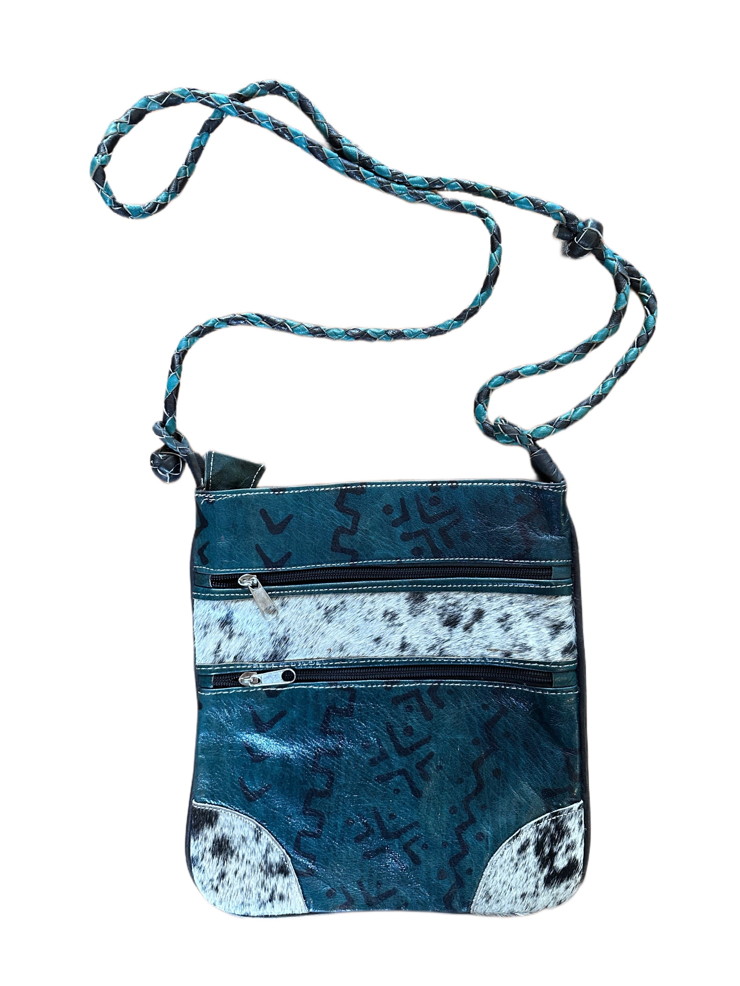 Small Crossbody Leather and Animal Print Bag