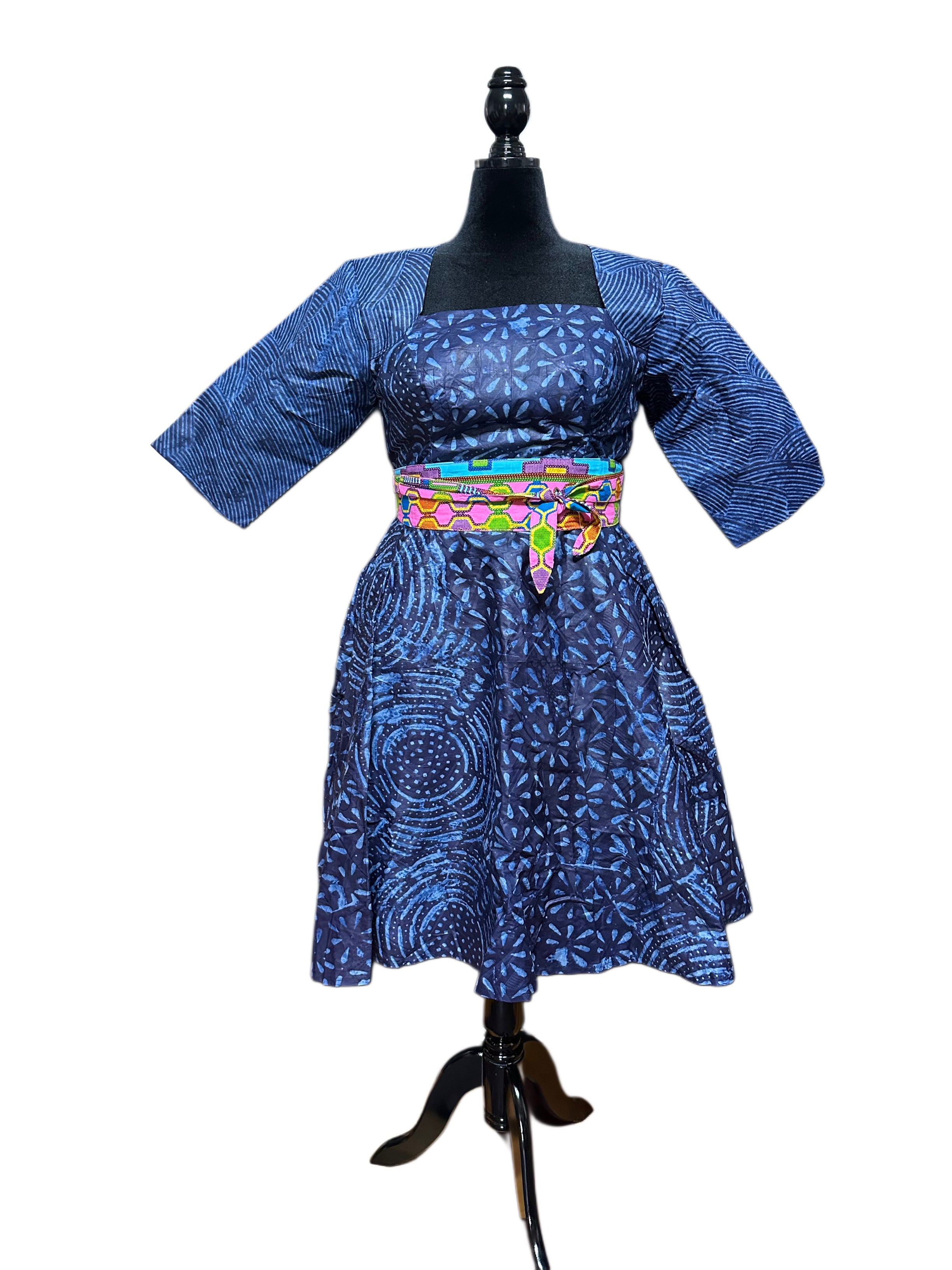 Ankara Handmade A-Line Elbow Sleeve Dress