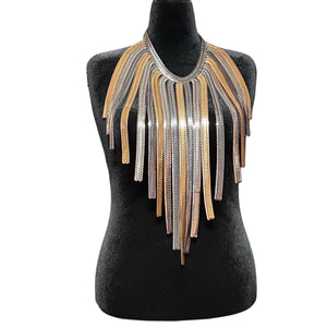 Large Statement Waterfall Necklace Gold/Silver