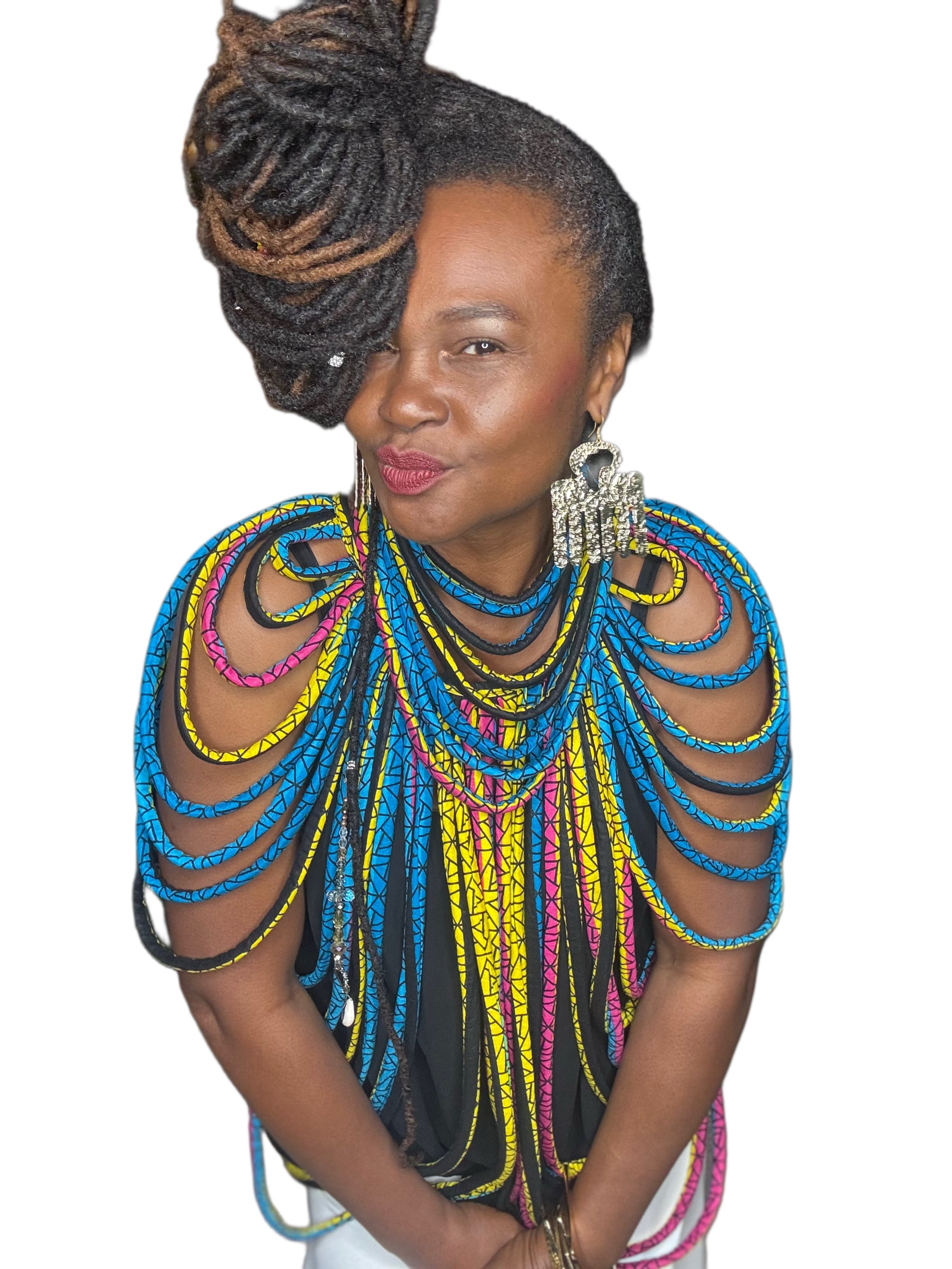 Kente' Body Adornment 2-Piece Set Bright Blue & Yellow