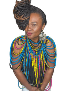 Kente' Body Adornment 2-Piece Set Bright Blue & Yellow
