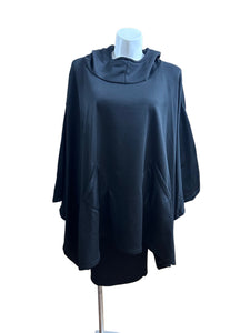 Asymmetrical Black Hoody Sweatshirt Top