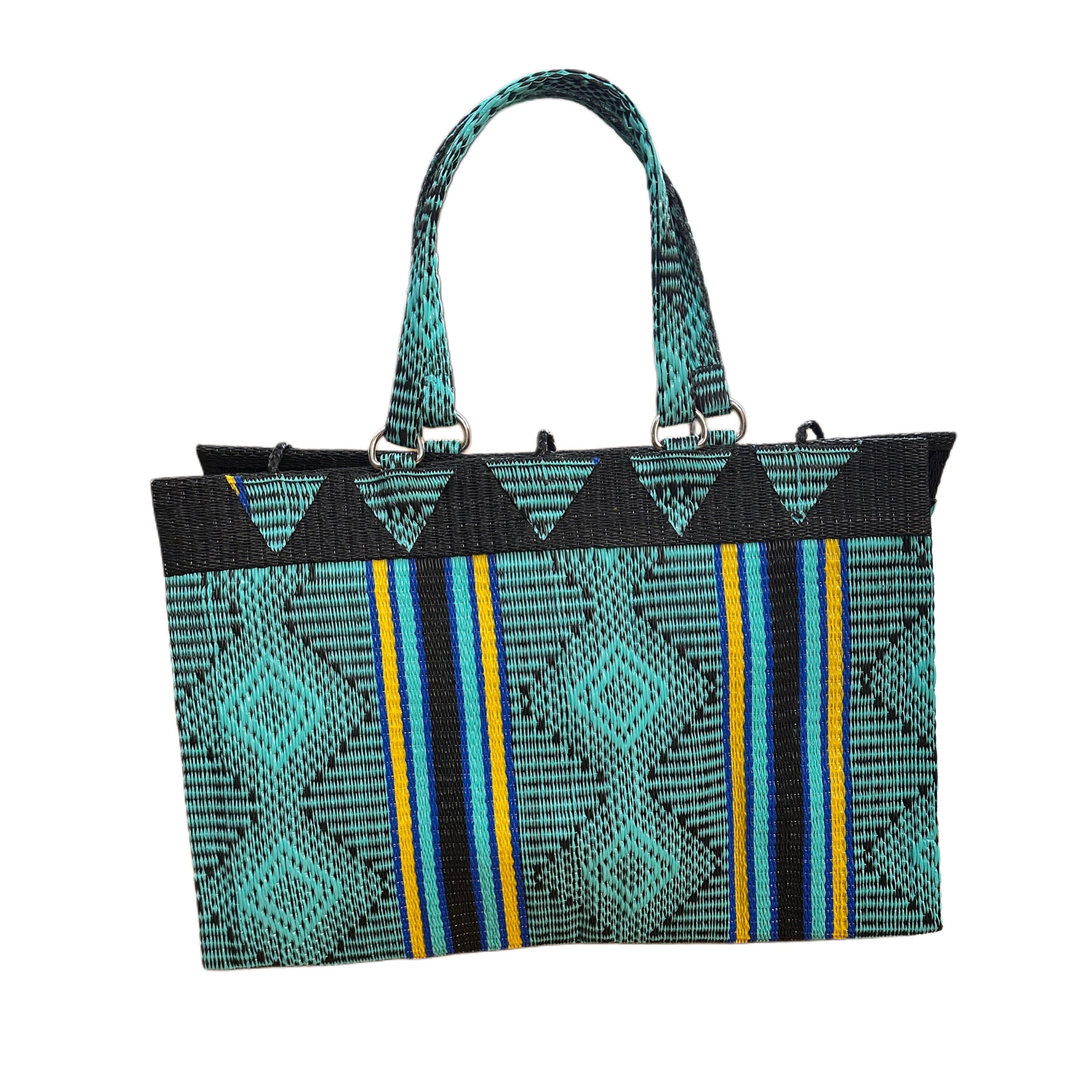 Black & Teal Recycled Tote Bag