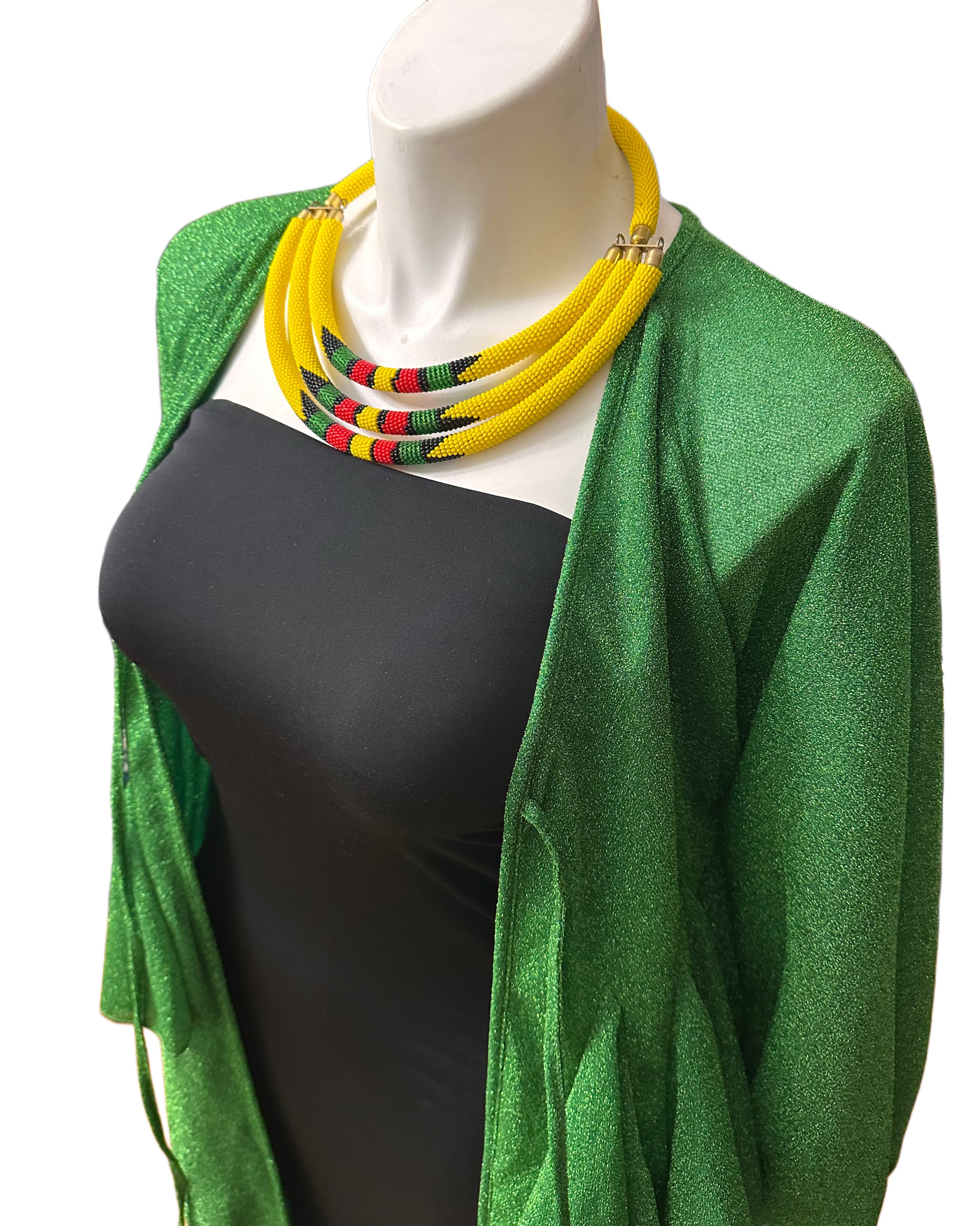 Sparkly Ruffle Tiered Duster Green