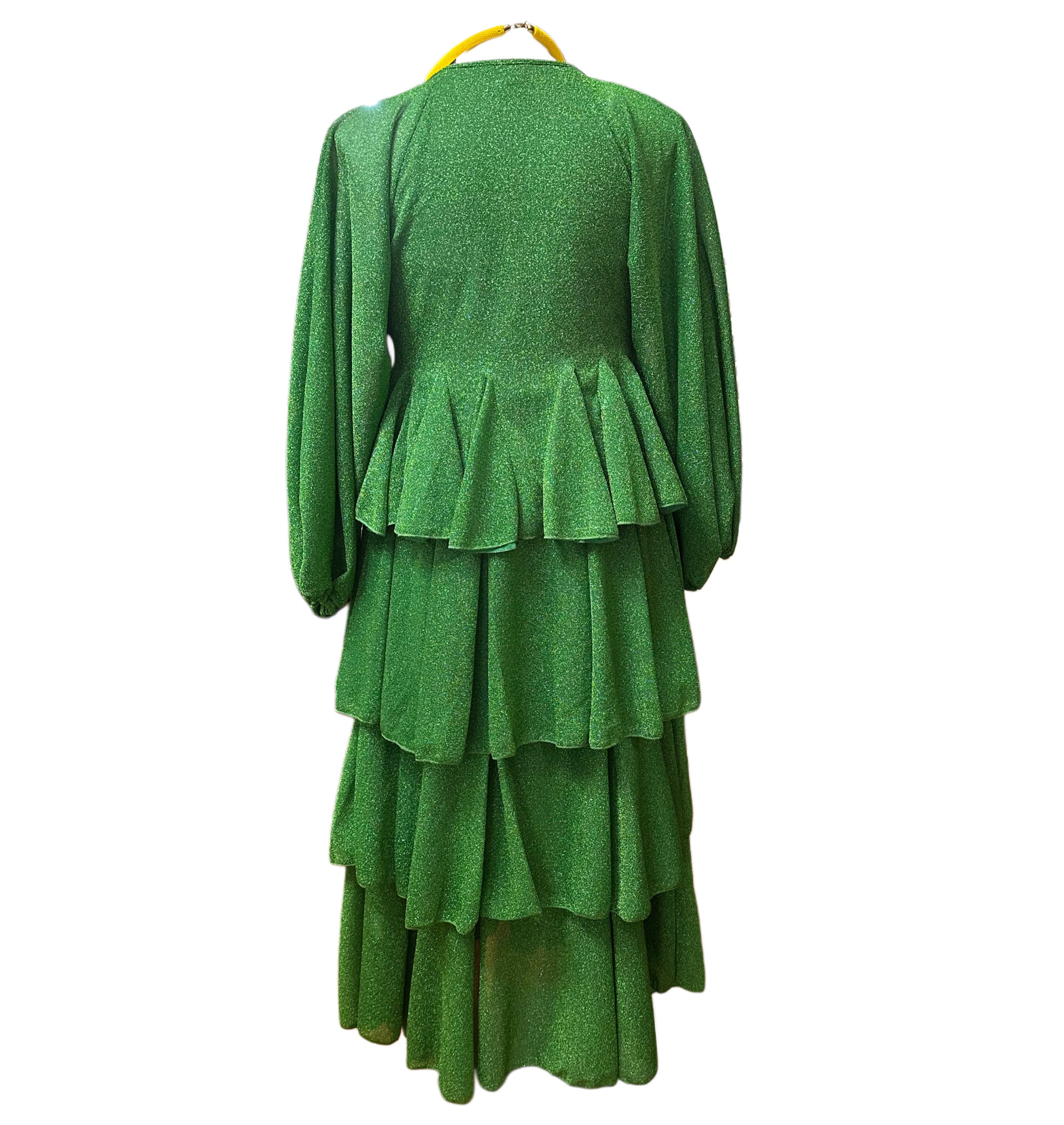 Sparkly Ruffle Tiered Duster Green