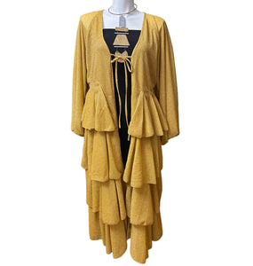 Sparkly Ruffle Tiered Duster Gold