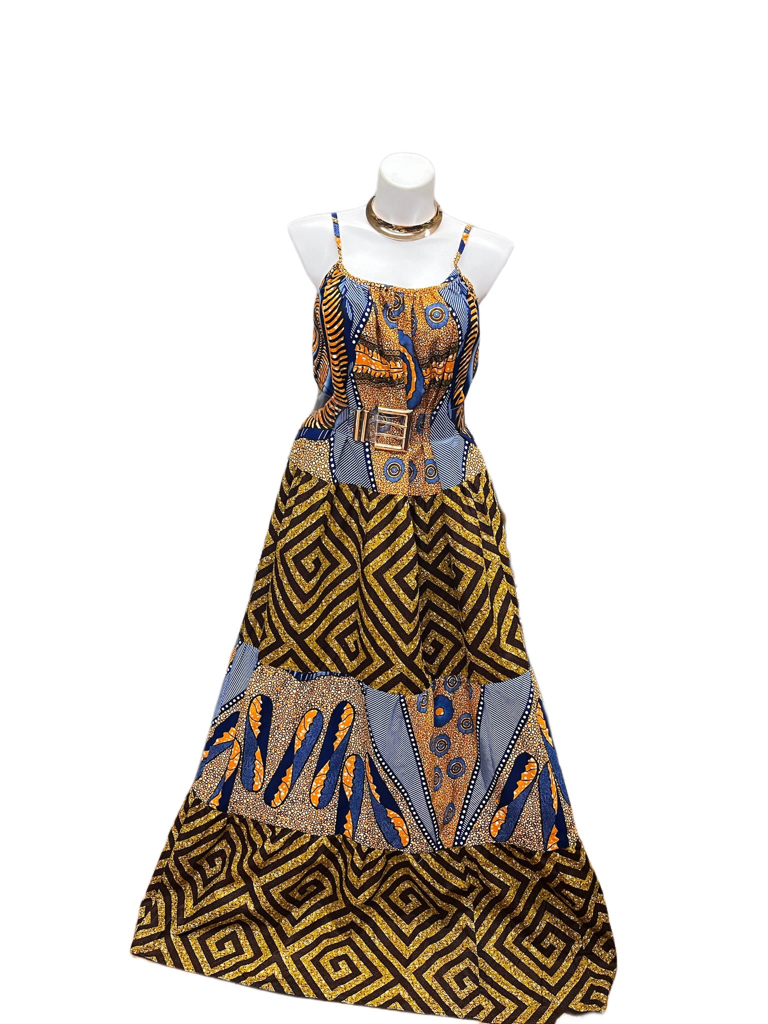 Batik Maxi Dress Orange & Blue Multi – Chikodi's World