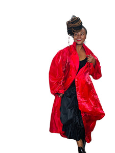 Liquid Red Sheer Crepe Duster