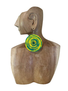 Handmade Beaded Circle Earrings Yellow/Green