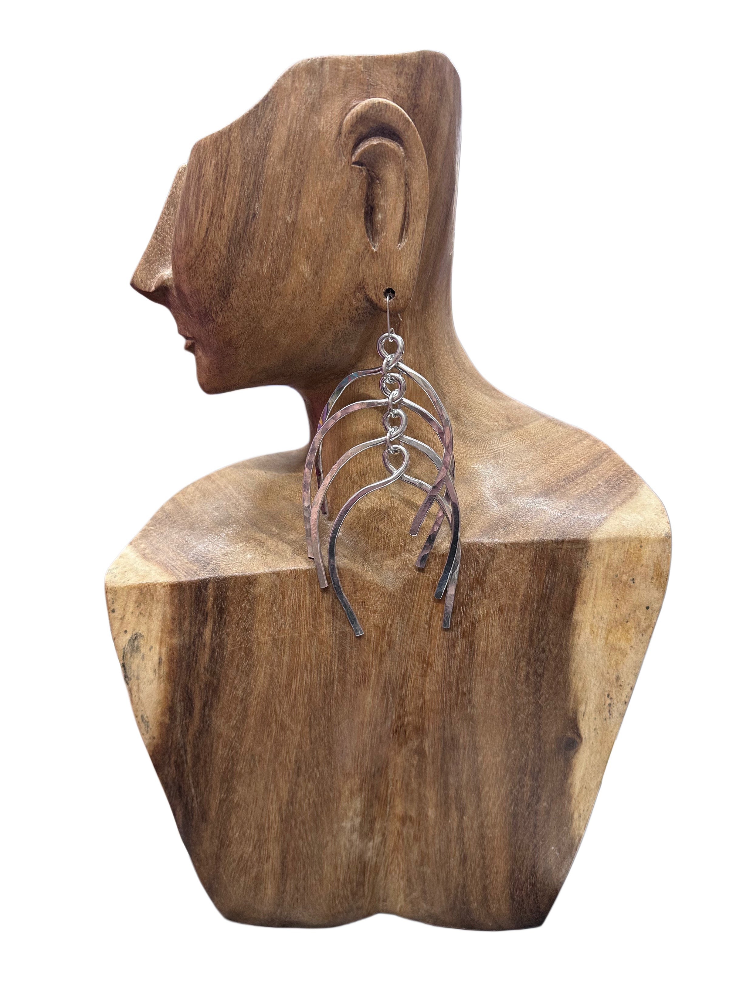 Long Fish Bone Dangling Handmade Aluminum Earrings