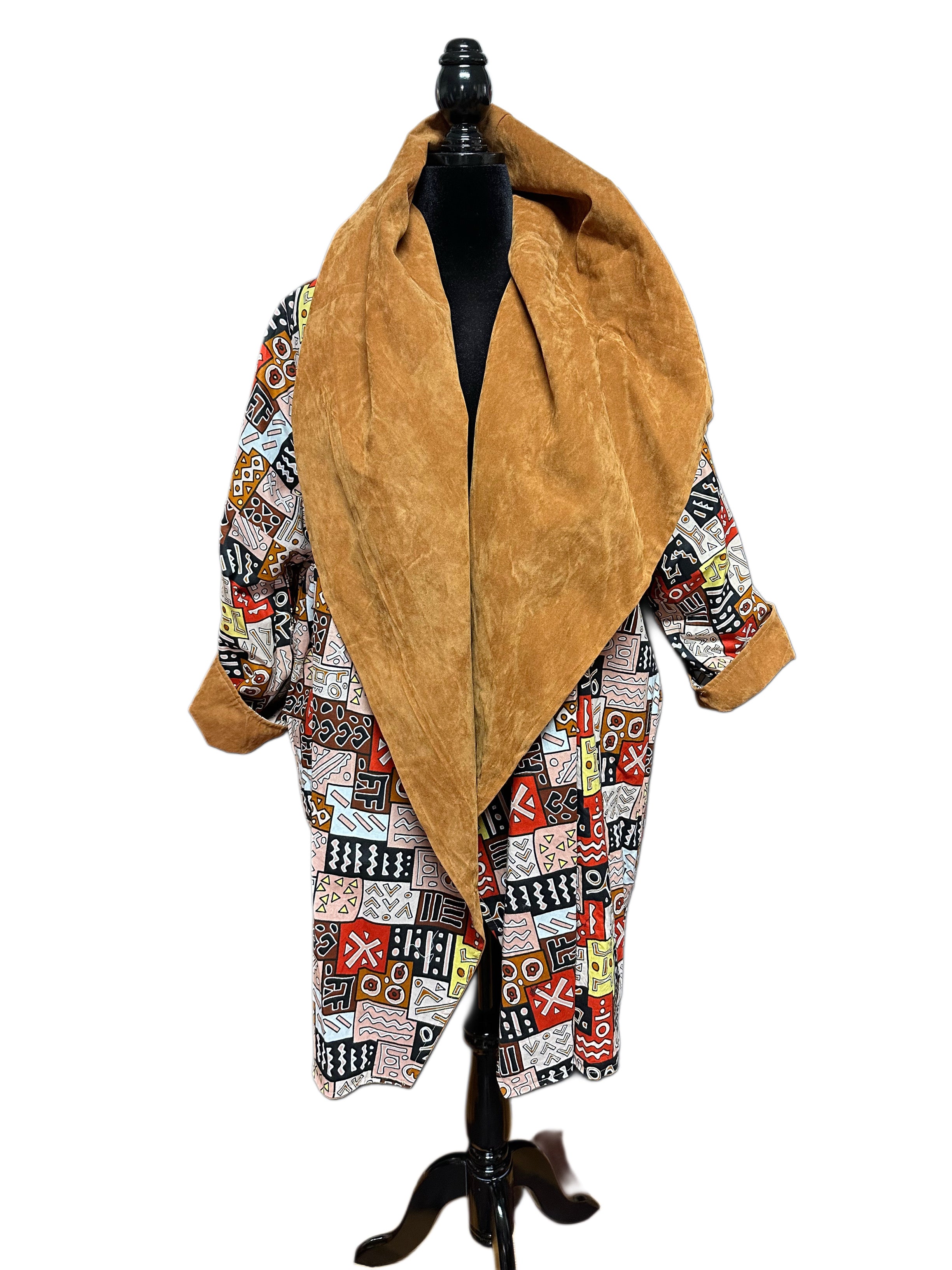 Reversible Faux Suede Belted Hoody Jacket