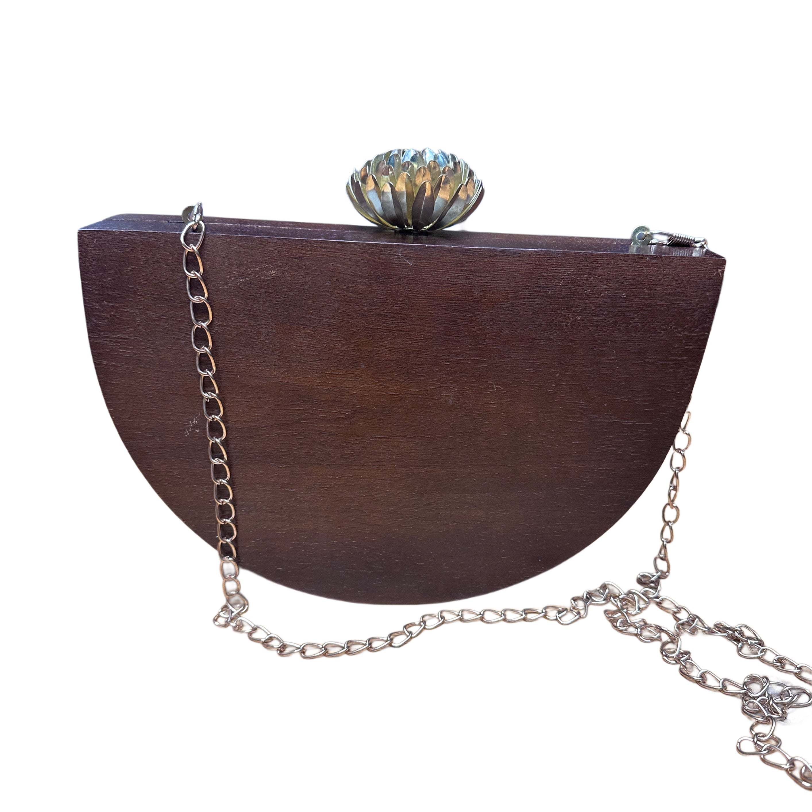 Handmade Ebony Wood Halfmoon Purse