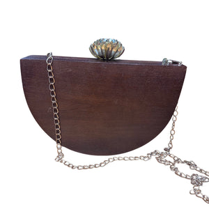Handmade Ebony Wood Halfmoon Purse