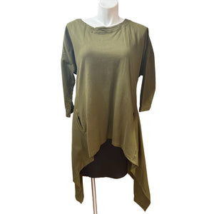 Removable Collar Tunic Top Olive